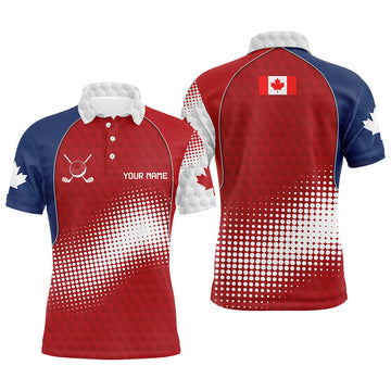 Personalized Canada Mens Golf Polo Shirts Custom Canadian Patriotic Golf Shirts Gift For Men