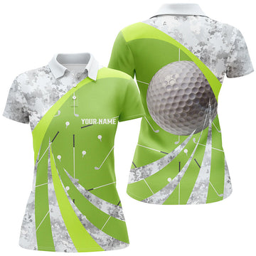Custom Womens Golf Polo Shirts Custom Green Golf Clubs Pattern, Personalized Golf Gifts For The Golfers