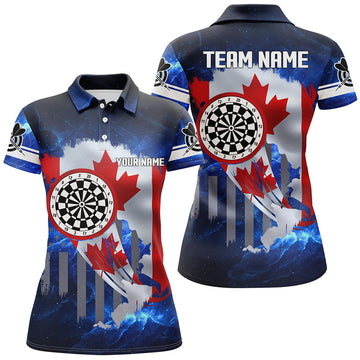 Custom Canada Flag Darts Board Blue Galaxy Women Darts Polo Shirts Custom Patriotic League Darts Jersey