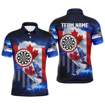FUNSTUFFPRINT Canada Flag Darts Board Blue Galaxy Men Darts Polo Shirt Size S-5XL