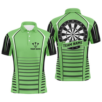 FUNSTUFFPRINT Personalized Dartboard Black Green Darts Polo Shirts For Men Best Custom Darts Team Polo Shirt Size S-5XL