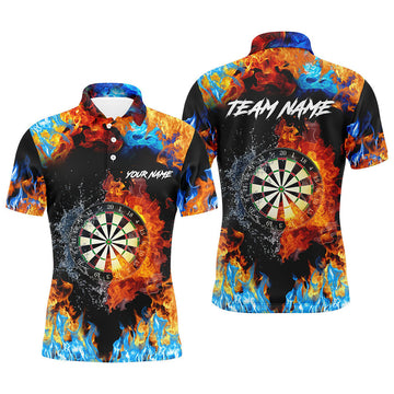 Personalized Dart Board Fire And Water 3D Printed Men Darts Polo Shirts Custom Darts Jerseys