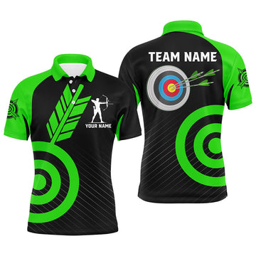 Personalized Green Archery Jerseys For Men Custom Archery Polo Shirts Team League Archery Shirts