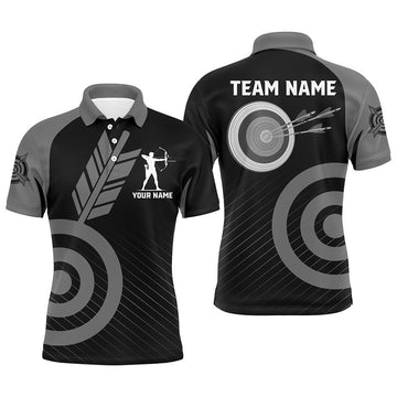 Personalized Grey Archery Jerseys For Men Custom Archery Polo Shirts Team League Archery Shirts