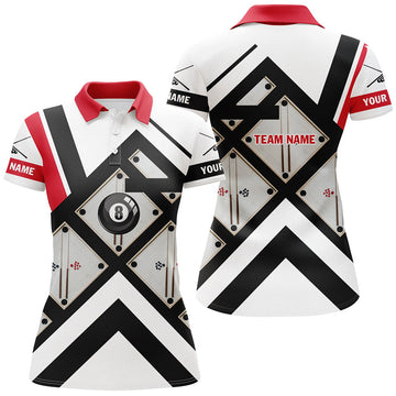 Custom Personnalized 8 Ball Funny Billiard Polo Shirts For Women, Custom Billiard Shirts Design For Player