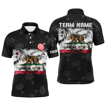 Personalized Archery California Flag Polo Shirts For Men Custom Patriotic Team Archery Jerseys