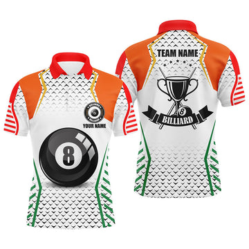 FUNSTUFFPRINT Personalized Orange & Green Billiard Polo Shirt Size S-5XL