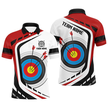 Personalized Archery Target White Red Jersey Men Polo Shirts Custom Archery Outfit For Archer