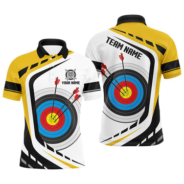 Personalized Archery Target 3D Men Polo & Quarter-Zip Shirts Custom Yellow White Archery Jerseys