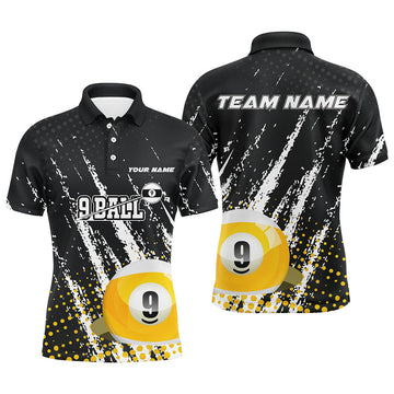 FUNSTUFFPRINT Grunge 9 Ball Pool Sport Jerseys Customized Men Billiard Polo Shirt Size S-5XL