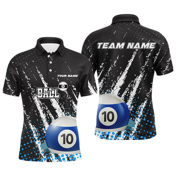 FUNSTUFFPRINT Grunge 10 Ball Pool Sport Jerseys Custom Men Billiard Polo Shirt Size S-5XL
