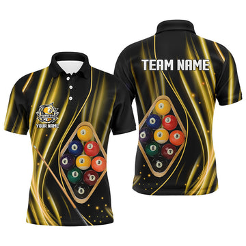 FUNSTUFFPRINT Custom Yellow Jerseys 9 Ball Billiard Polo Shirt Size S-5XL