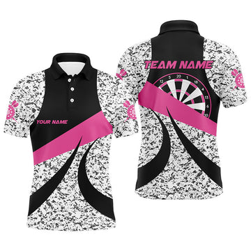 FUNSTUFFPRINT Personalized Grunge Pink Darts Polo Shirt Size S-5XL