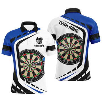 Personalized Dartboard Blue Jerseys Men Darts Polo Shirts Custom Darts Uniform For Team Player