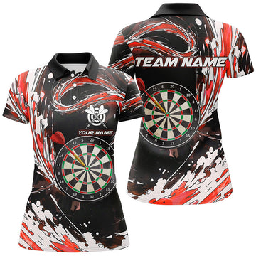 Custom Personalized Red Waves 3D Dart Board Polo Shirts Custom Dart Shirts For Women Dart Jerseys