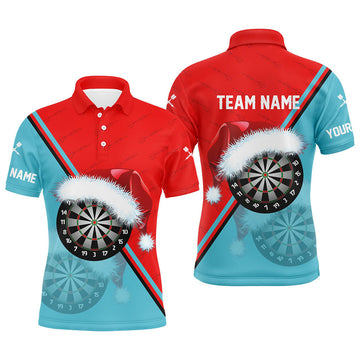FUNSTUFFPRINT Red Blue Santa Darts Board Christmas Men Darts Polo Shirt Size S-5XL