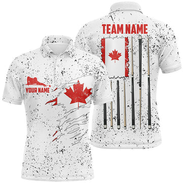 FUNSTUFFPRINT Canadian Flag Billiard Player Personalized Polo Shirts For Men Polo Shirt Size S-5XL