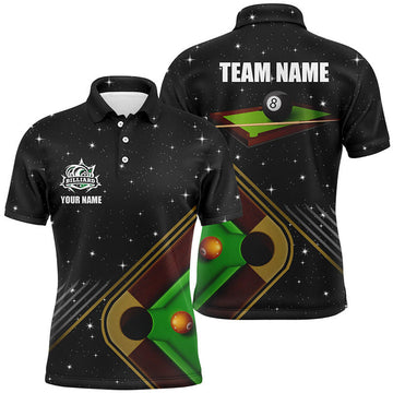 FUNSTUFFPRINT Personalized Billiard Pool Table Custom 3D Men Polo Shirts, 8 Ball Funny Pool League Polo Shirt Size S-5XL
