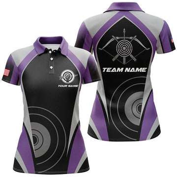 Custom Personalized Purple Archery Jerseys Polo Shirts For Women Best Custom Archery Uniform For Team