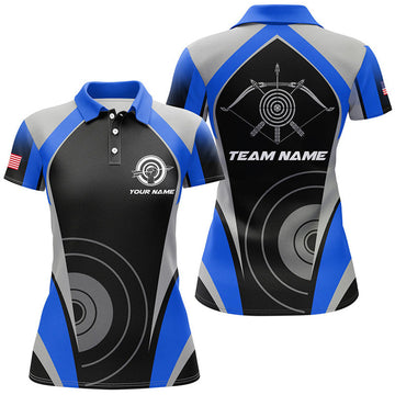 Custom Personalized Blue Archery Jerseys Polo Shirts For Women Best Custom Archery Uniform For Team