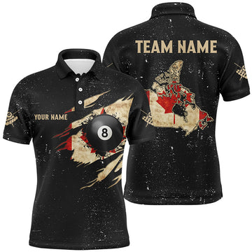 Personalized Retro Canada Flag Billiard Men Polo Shirts Custom Patriotic Billiard Jerseys Uniform