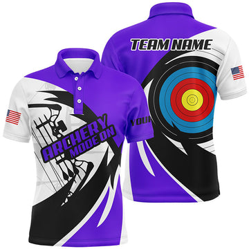 FUNSTUFFPRINT Personalized Purple Archery Jerseys Men Polo Shirt Size S-5XL