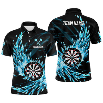 Personalized Blue Frozen Icy Darts Polo Shirts Customized Dart Shirts For Men Darts Team Jerseys