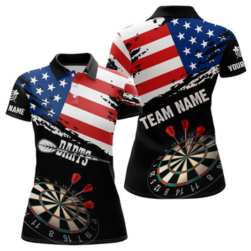 Custom Personalized Grunge American Flag Darts Shirts For Women Custom Patriotic 4Th Of July Dart Jerseys