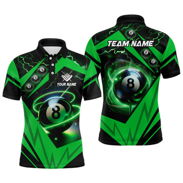 FUNSTUFFPRINT Green 8 Ball Pool Billiard Jersey For Men Custom Billiard Polo Shirts Team League Billiard Polo Shirt Size S-5XL