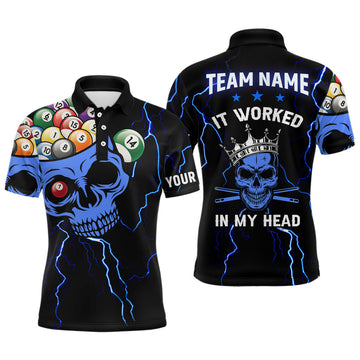 FUNSTUFFPRINT Personalized It Worked In My Head 3D Skull Full Printing Billiards Polo Shirt Size S-5XL