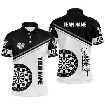Personalized Black White Dartboard Men Polo Shirts Custom Dart Team Uniform Shirts Dart Jerseys