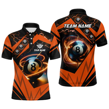 Custom Orange 8 Ball Pool Billiard Jersey For Men Custom Billiard Polo Shirts Team League Billiard Shirts