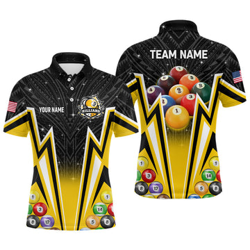 Personalized 3D 9 Ball Billiard Jerseys Men Polo Shirts, 9 Ball Pool Team League Billiard Shirts