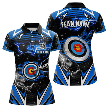 Custom Archery 3d Target Blue Jersey For Women Custom Name Archery Polo Shirts Team League Archery Shirts