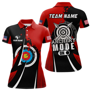 Custom Personalized Red Jerseys Archery Mode On Polo Shirts For Women Custom Archery Jerseys Team Shirts