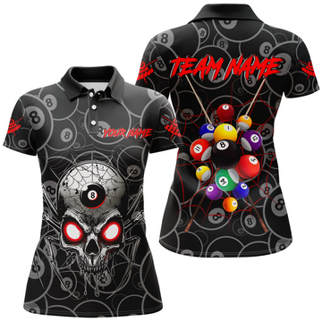 Custom Personalized Skull Spider Billiard Balls Women Polo Shirts Custom Billiard Team Jerseys