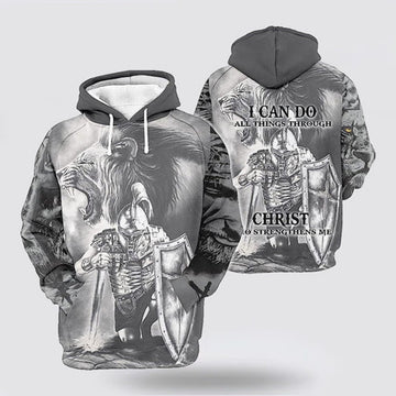 FUNSTUFFPRINT 3D I Can Do All Things Through Christ The Warrior Of Christ Lion 1 3D Hoodie and Zip Hoodie