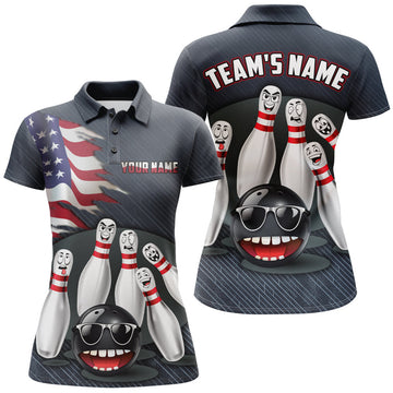 Custom American Bowling Polo Shirt for Women Custom Bowling Team Jersey Bowling Shirt