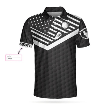 Custom Golfer Custom Polo Shirt, I Am A Golfer Custom Men Polo Shirt, Personalized Black American Flag Polo Shirt, Cool Golf Shirt For Men