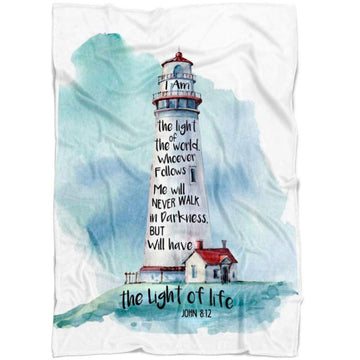 FUNSTUFFPRINT I Am The Light Of The World John 812 Fleece Blanket - Christian Blanket - Bible Verse Blanket