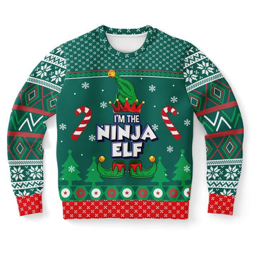 FUNSTUFFPRINT I Am The Ninja Elf Ugly Christmas Sweater, Christmas Sweater, Ugly Sweater, Funny Xmas SweatersUgly Sweater