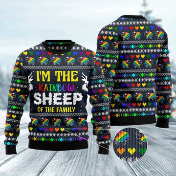FUNSTUFFPRINT I Am The Rainbow Sheep Of Family Ugly Christmas Sweater, Christmas Sweater, Ugly Sweater, Funny Xmas Sweaters Ugly Sweater