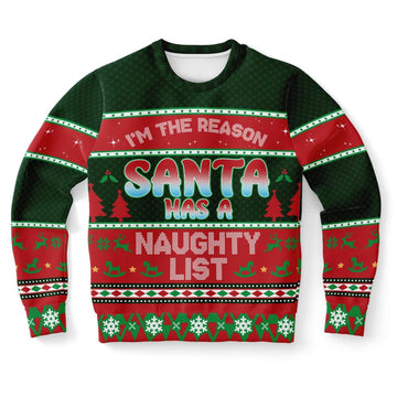 FUNSTUFFPRINT I Am The Reason Santa Has A Naughty List Ugly Christmas Sweater, Christmas Sweater, Ugly Sweater, Funny Xmas Sweaters Ugly Sweater