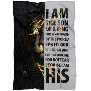 FUNSTUFFPRINT I Am The Son Of A King Fleece Blanket - Christian Blanket - Bible Verse Blanket