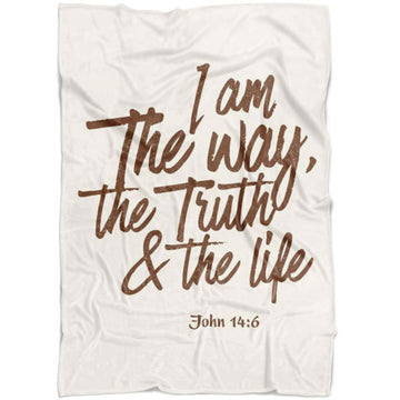 FUNSTUFFPRINT I Am The Way The Truth And The Life John 146 Fleece Blanket - Christian Blanket - Bible Verse Blanket