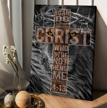 I Can Do All Things Through Christ Canvas - Cross Lion Canvas Posters - Christian Wall Posters - Religious Wall Decor