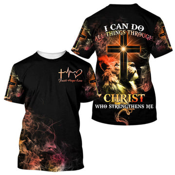 FUNSTUFFPRINT I Can Do All Things Through Christ Who Strengthens Me Christian 3D T-shirt