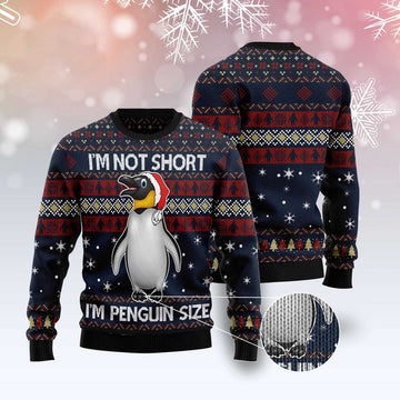 FUNSTUFFPRINT I'M Not Short I'M Penguin Size Ugly Christmas Sweater, Christmas Sweater, Ugly Sweater, Funny Xmas Sweaters Ugly Sweater