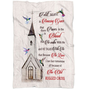 FUNSTUFFPRINT I Still Believe In Amazing Grace Fleece Blanket - Christian Blanket - Bible Verse Blanket