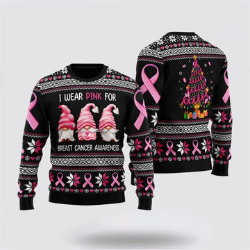 FUNSTUFFPRINT I Was Pink For Breast Cancer Awareness Ugly Christmas Sweater For – Christmas Gifts For Survivors Ugly Sweater